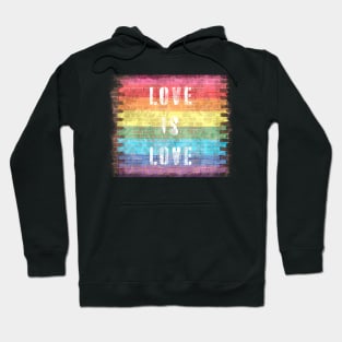 LGBTQ+ Pride Love is Love Brick Wall Design Hoodie